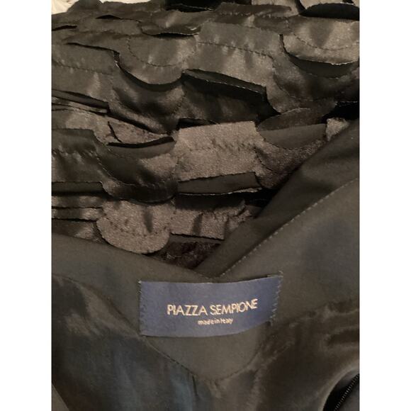 Piazza Sempione Black Full Skirt Ribbon Cocktail Evening Formal Dress 42 8 Lux - Picture 6 of 6